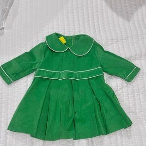 EUC Pears n Bears precious green corduroy button back dress size 12 mo